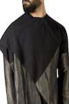 Antar Agni_Black Cotton Zari Asymmetrical Cape Style Kurta _at_Aza_Fashions