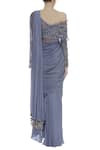 Shop_Nitika Kanodia Gupta_Grey Crepe Cutdana Pre-draped Saree With Embellished Blouse  _at_Aza_Fashions