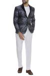 Buy_Vikram Bajaj_Grey Silk Printed Abstract Blazer Jacket  _at_Aza_Fashions