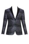 Shop_Vikram Bajaj_Grey Silk Printed Abstract Blazer Jacket  _Online_at_Aza_Fashions