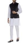 Buy_Vikram Bajaj_Grey Cotton Velvet Solid Sleeveless Nehru Jacket With Front Pockets_at_Aza_Fashions