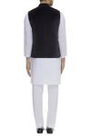 Shop_Vikram Bajaj_Grey Cotton Velvet Solid Sleeveless Nehru Jacket With Front Pockets_at_Aza_Fashions