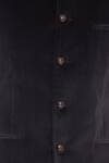 Vikram Bajaj_Grey Cotton Velvet Solid Sleeveless Nehru Jacket With Front Pockets_at_Aza_Fashions