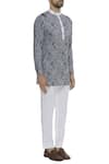 Vikram Bajaj_White Cotton Printed Paisley Kurta With Pant  _Online_at_Aza_Fashions