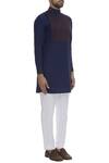 Vikram Bajaj_Blue Cotton Paneled Kurta With Pant  _Online_at_Aza_Fashions