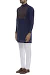 Buy_Vikram Bajaj_Blue Cotton Paneled Kurta With Pant  _Online_at_Aza_Fashions