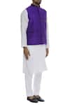 Bhusattva_Blue Nehru Jacket With Metal Chain Brooch_Online_at_Aza_Fashions