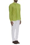 Bhusattva_Green Pleated Panel Shirt _Online_at_Aza_Fashions