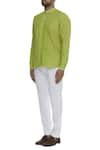 Buy_Bhusattva_Green Pleated Panel Shirt _Online_at_Aza_Fashions