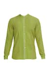 Shop_Bhusattva_Green Pleated Panel Shirt _Online_at_Aza_Fashions