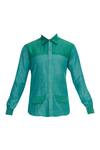 Shop_Bhusattva_Green Front Pocket Collared Shirt _Online_at_Aza_Fashions