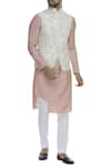 Buy_Dhruv Vaish_White Raw Silk Embroidered Nehru Jacket  _at_Aza_Fashions