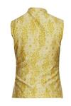 Shop_Dhruv Vaish_Yellow Printed Asymmetric Nehru Jacket_Online_at_Aza_Fashions
