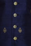 Vanshik_Blue Raw Silk Hand Embroidered Sherwani With Pant _at_Aza_Fashions
