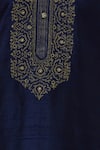 Vanshik_Blue Raw Silk Zari Hand Embroidered Kurta With Churidar _at_Aza_Fashions