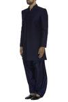 Vanshik_Blue Resham Embroidered Sherwani With Pyjama_Online_at_Aza_Fashions
