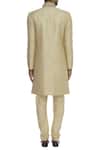 Shop_Vanshik_Cream Matka Silk Embroidery Resham Thread Zardozi Sherwani With Churidar _at_Aza_Fashions