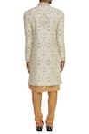 Shop_Vanshik_Off White Raw Silk Embroidery Floral Jaal Sherwani Set _at_Aza_Fashions