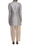 Shop_Vanshik_Grey Brocade Embroidery Zardozi Sherwani Set _at_Aza_Fashions