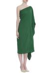Ezra Green One Shoulder Draped Dress Online at Aza Fashions Ezra_Green One Shoulder Draped Dress_Online_at_Aza_Fashions