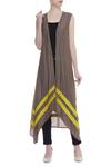 Buy_Ezra_Yellow Asymmetric Open-front Jacket_at_Aza_Fashions