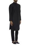 BUBBER COUTURE_Black Raw Silk Quilted Button Down Kurta _Online_at_Aza_Fashions