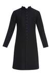 Shop_BUBBER COUTURE_Black Raw Silk Quilted Button Down Kurta _Online_at_Aza_Fashions