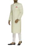 Buy_BUBBER COUTURE_Off White Damask Jacquard Embroidery Cutdana Brocade Embellished Sherwani _at_Aza_Fashions