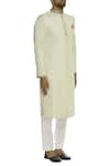 BUBBER COUTURE_Off White Damask Jacquard Embroidery Cutdana Brocade Embellished Sherwani _Online_at_Aza_Fashions