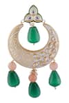 Hema Khasturi_Gold Plated Meenakari Chandbali Earrings_Online_at_Aza_Fashions