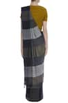 Shop_Padmaja_Grey Checkered Pattern Handwoven Saree_at_Aza_Fashions