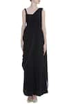 Shop_Nidhika Shekhar_Black Net Embroidered Round Draped Gown With Cape _Online_at_Aza_Fashions