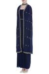 Buy_Nidhika Shekhar_Blue Square Neck Jumpsuit With Embroidered Cape _Online_at_Aza_Fashions