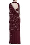 Shop_Nidhika Shekhar_Maroon Crepe Cutdana Embroidery Round Pre-draped Saree Gown _at_Aza_Fashions