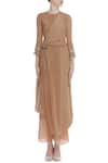 Buy_Nidhika Shekhar_Brown Asymmetric Kurta With Palazzo Pants_Online_at_Aza_Fashions