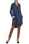 Buy_Kommal Sood_Blue Shirt Style Striped Tunic_at_Aza_Fashions