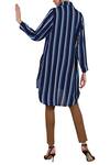 Shop_Kommal Sood_Blue Shirt Style Striped Tunic_at_Aza_Fashions