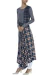 Buy_Abhishek Sharma_Blue Checkered Asymmetric Tunic_at_Aza_Fashions