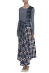 Buy_Abhishek Sharma_Blue Checkered Asymmetric Tunic_Online_at_Aza_Fashions