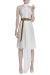 Buy_Deme by Gabriella_White Satin Halter Asymmetric Dress _at_Aza_Fashions