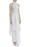 Deme by Gabriella_White Satin Halter Asymmetric Dress _Online_at_Aza_Fashions