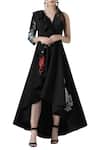 Shop_Limerick By Abirr N' Nanki_Black Embroidered Asymmetric Ruffle Dress _at_Aza_Fashions