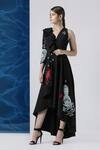 Buy_Limerick By Abirr N' Nanki_Black Embroidered Asymmetric Ruffle Dress _at_Aza_Fashions