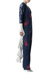 Buy_Limerick By Abirr N' Nanki_Blue Crepe Embroidered V-neck Pant Suit Set With Dramatic Sleeves _Online_at_Aza_Fashions