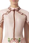 Buy_Limerick by Abirr N' Nanki_Peach Tab Collar Embroidered Top _Online_at_Aza_Fashions