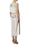 Shop_Limerick by Abirr N' Nanki_White Silk Crepe Floral Printed Dori Embroidered Draped Top With Pant  _at_Aza_Fashions