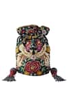 Buy Adora By Ankita Black Embroidery, Sequins, Beads, Tassels Floral And Bird Resham Potli Bag at Aza Fashions Buy_Adora By Ankita_Black Embroidery, Sequins, Beads, Tassels Floral And Bird Resham Potli Bag _at_Aza_Fashions