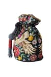 Shop Adora By Ankita Black Embroidery, Sequins, Beads, Tassels Floral And Bird Resham Potli Bag at Aza Fashions Shop_Adora By Ankita_Black Embroidery, Sequins, Beads, Tassels Floral And Bird Resham Potli Bag _at_Aza_Fashions