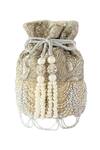 Buy_Adora By Ankita_Silver Scallop Fringed Sling Potli Bag _at_Aza_Fashions