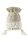 Buy_Adora By Ankita_Silver Handcrafted Pearl Potli Bag  _at_Aza_Fashions